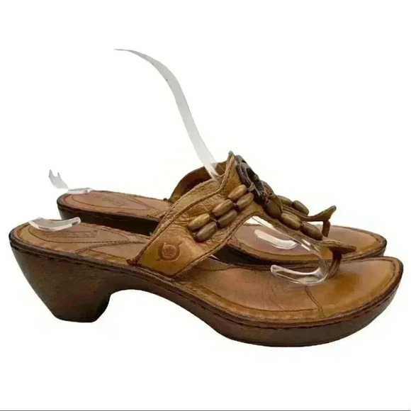 Born sandals sz 7 38 brown leather tribal print chunky platforms south western - Picture 13 of 13